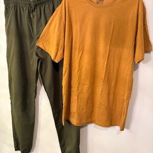 Men’s Streetwear Outfit XL Joggers + Tee Set Olive Mustard